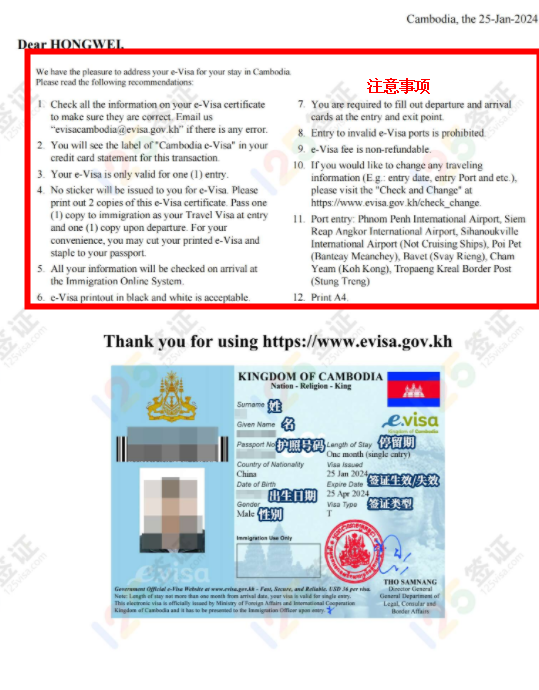 【解读】教您读懂柬埔寨电子签证页！_柬埔寨签证代办服务中心